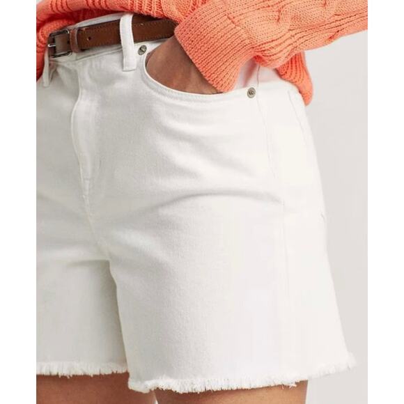 Lauren Ralph Lauren Womens White Shorts Plus Size 22W Raw Fringe Hem High Rise - Picture 5 of 14